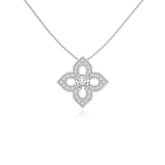 moissanite 4 petal flower necklaces in sterling silver